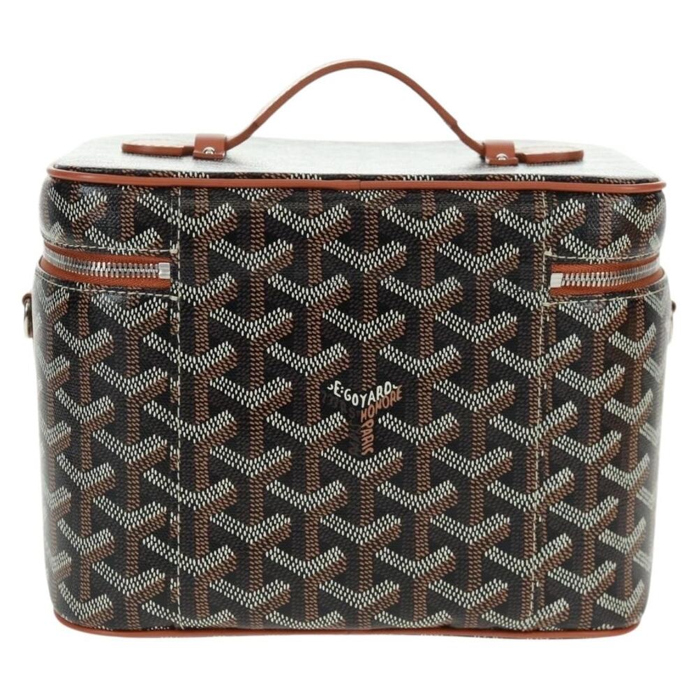 Goyard Coated Canvas Herringbone Vanity Muse PM Bag Brown